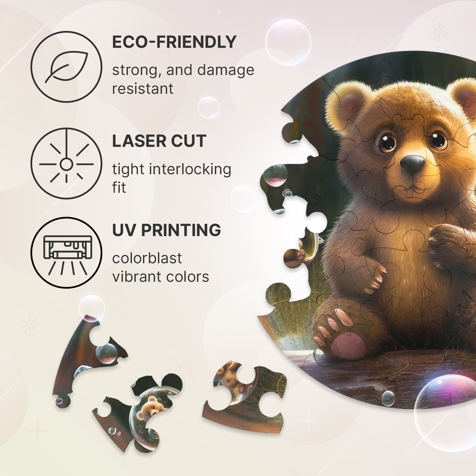 Unidragon Puzzle One Size — 9.8×9.8" — 30 pcs Bubblezz Bear