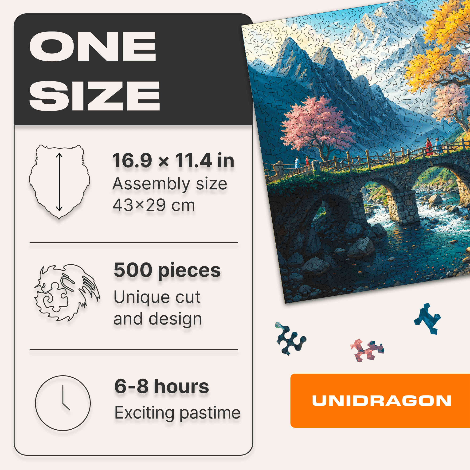 Unidragon Puzzle One Size — 16.9x11.4" — 500 pcs Classic Wonderhouse