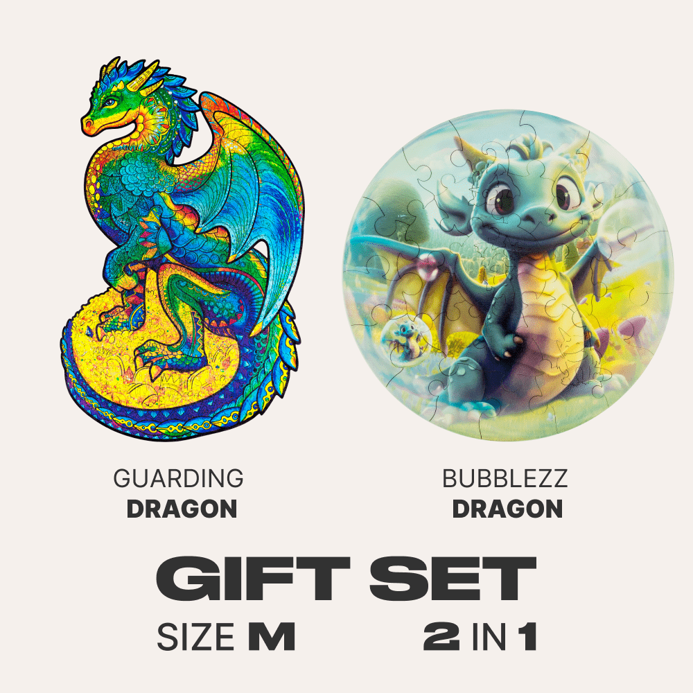 Unidragon Puzzle Size M Dragon Gift Set ( Guarding Dragon, Bubblezz Dragon)
