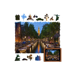Unidragon Puzzle Size S — 9×6.2" — 125 pcs Evening Amsterdam