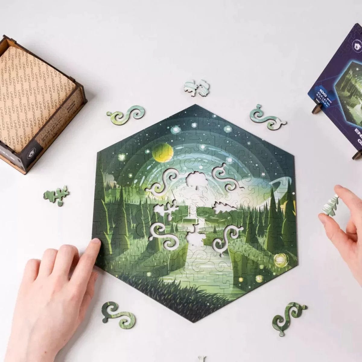 Unidragon Puzzle One Size — 23.8x27 cm — 100 pcs Hexagon Endless Green
