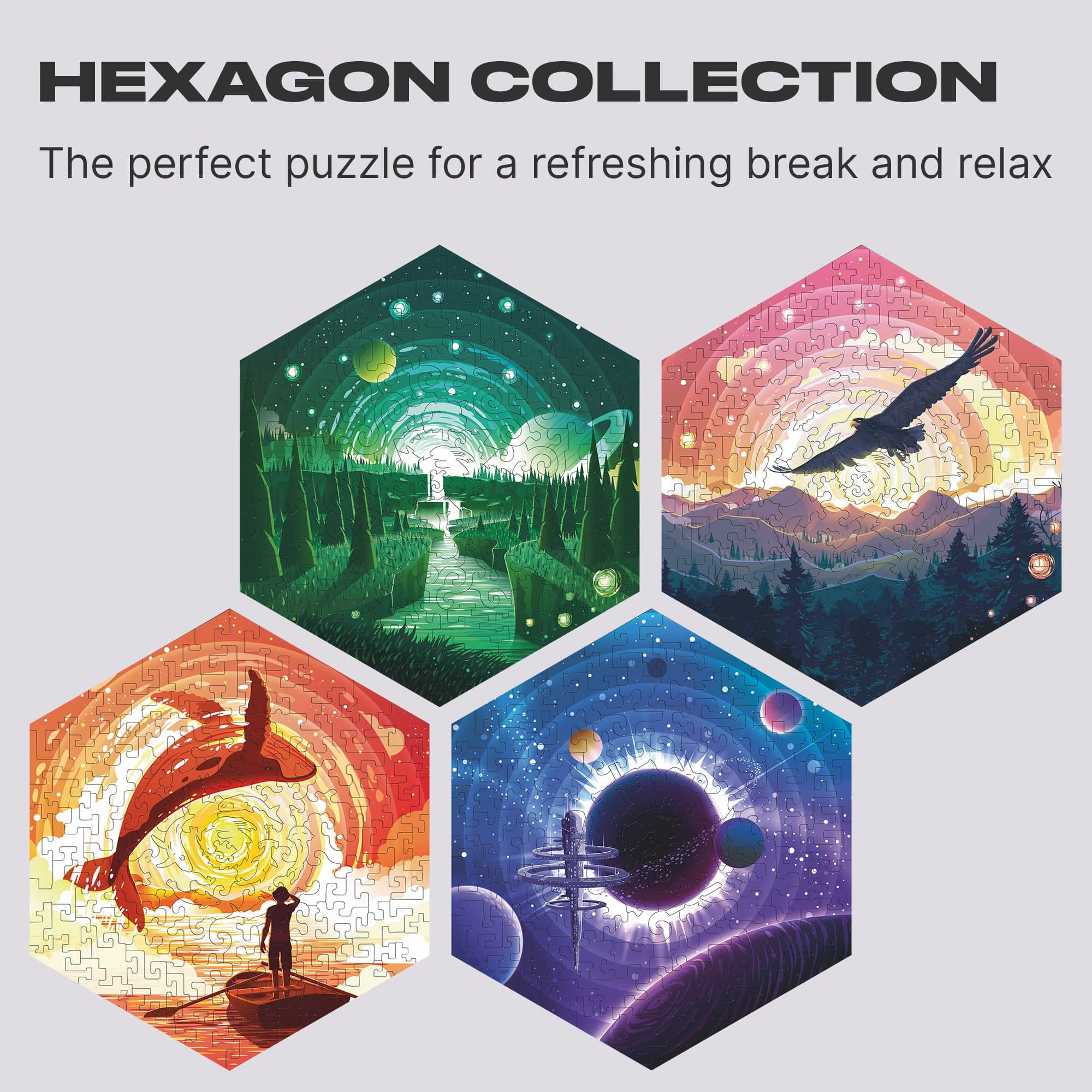 Unidragon Puzzle One Size — 23.8x27 cm — 100 pcs Hexagon King Bird