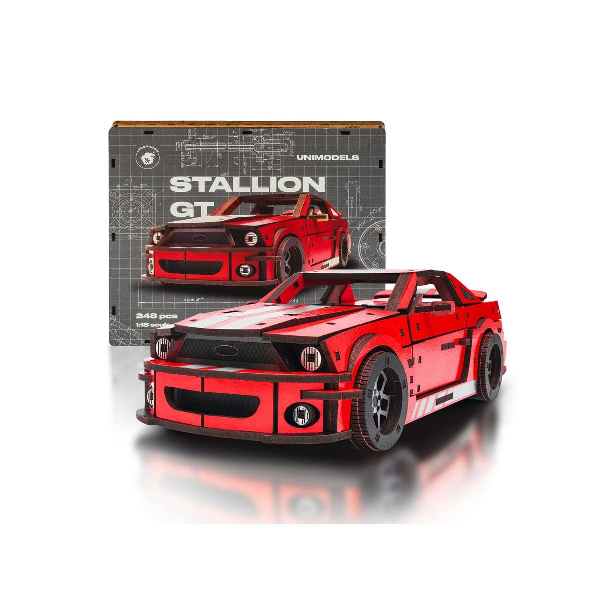 Unidragon Puzzle One Size — 25.5x11x7.5 cm — 248 pcs Stallion GT Red