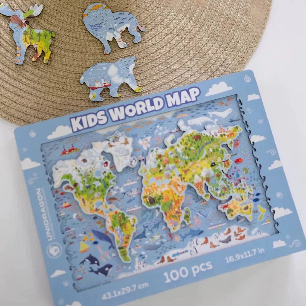 Unidragon Puzzle One Size — 16.9х11.7" — 100 pcs Unidragon Kids World Map